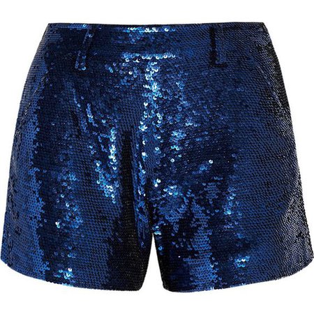 blue sequin shorts