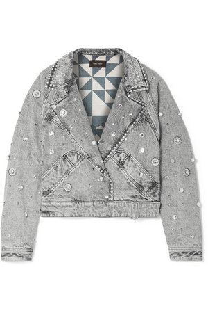 Isabel Marant | Ria cropped embellished stonewashed denim jacket | NET-A-PORTER.COM