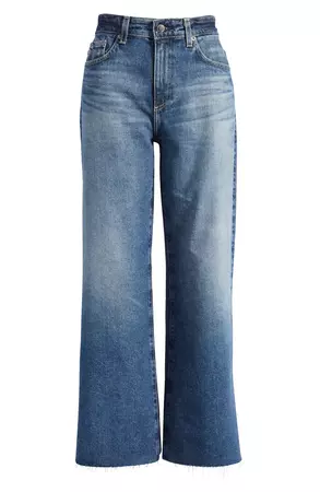 AG Saige Stretch Raw Hem Crop Wide Leg Jeans | Nordstrom