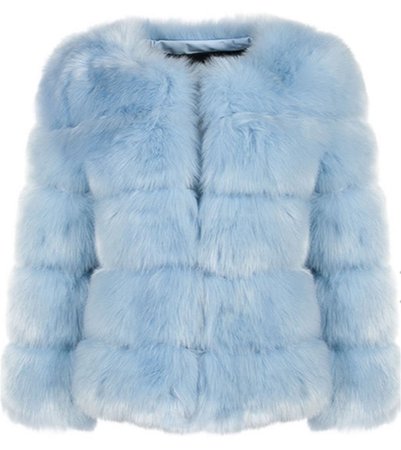 SilkFred Dusk Faux Fur Jacket In Powder Blue