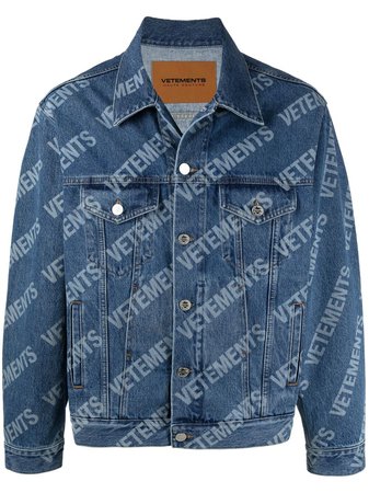Vetements Blue Denim Jacket With Logo | ModeSens