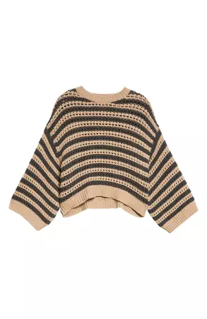 Brunello Cucinelli Stripe Crochet Virgin Wool, Cashmere & Silk Sweater | Nordstrom