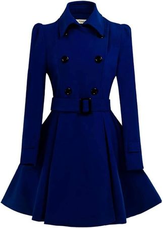 Amazon.com: ForeMode Women Swing Double Breasted Wool Pea Coat with Belt Buckle Spring Mid-Long Long Sleeve Lapel Dresses Outwear : Clothing, Shoes & Jewelry