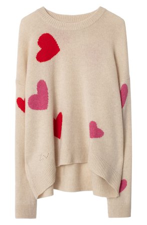 Zadig & Voltaire Markus C Heart Pattern Cashmere Sweater | Nordstrom