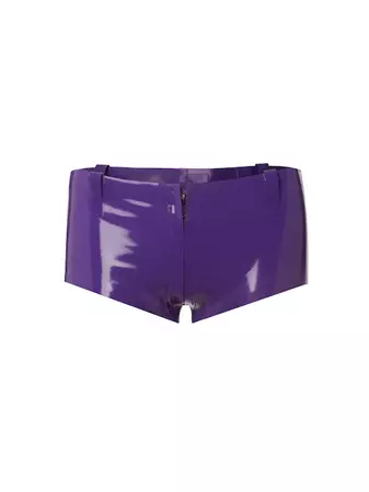 Agnes Latex Low-Rise Micro Hotpant Shorts Purple | POSTER GIRL