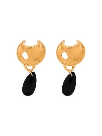 Alighieri 24Kt Gold-Plated Bronze And Black Drop Earrings Ss20 | Farfetch.com