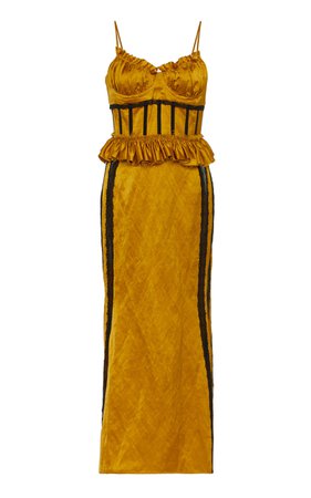 Orely Corseted Satin Midi Dress by Brock Collection | Moda Operandi