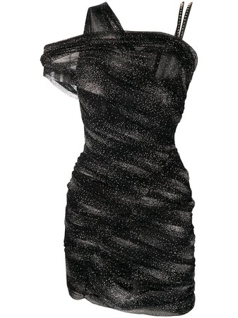 Black Philipp Plein asymmetric glitter bodycon dress - Farfetch