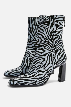 Hugo Zebra Print Suede Boots - Shoes- Topshop