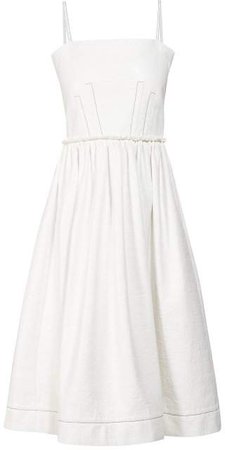 Coated Tweed Midi Dress - Womens - White