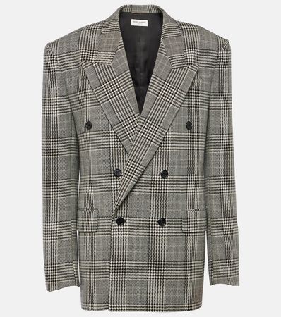 Checked Wool Blazer in Grey - Saint Laurent | Mytheresa