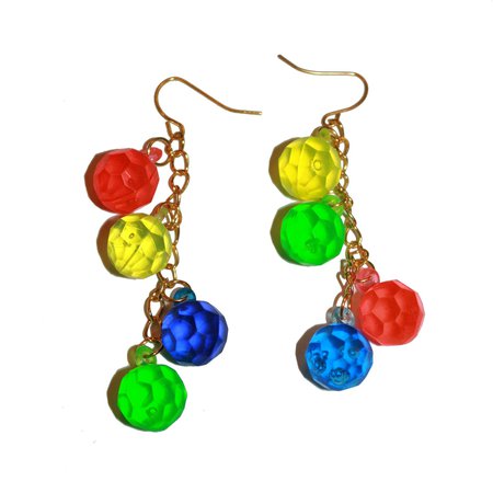 Vibrant Dot Dangles Colorful Clown Earrings Polka Dot | Etsy Sweden