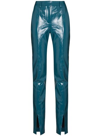 Shop De La Vali The Blues front-slit faux-leather trousers with Express Delivery - FARFETCH