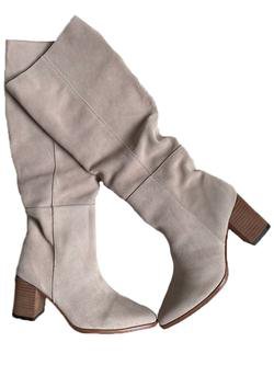 'Cynthia' Heeled Knee High Suede Leather Boots (2 Colors) - Goodnight Macaroon