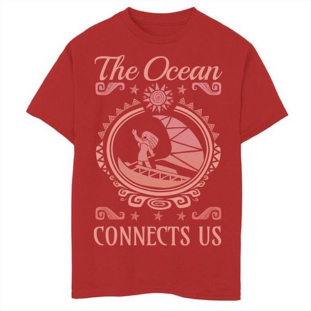 Disney's Moana Boys 8-20 The Ocean Connects Us Coral Graphic Tee