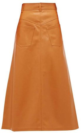 Ginger Back To Front Faux Leather Midi Skirt - Womens - Orange