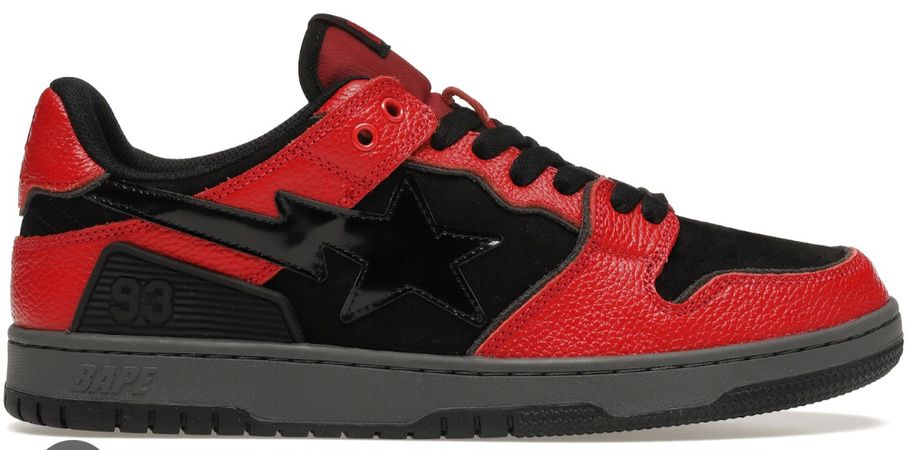 Black & Red Bape SK8 Sta Sneakers
