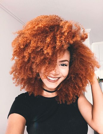 Natural Curly Brown & Orange Ombre Hair