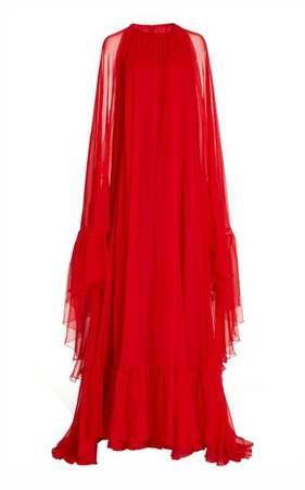 Draped Silk Cape Gown By Valentino | Moda Operandi