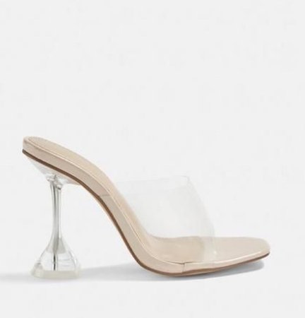 missguided nude clear feature mule heel
