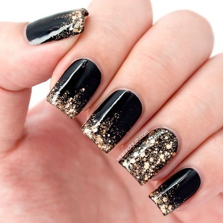 gold glitter acrylic nails black - Yahoo Image Search Results
