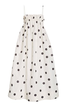 Polka-Dot Recycled Crepe Midi Dress by Ganni | Moda Operandi