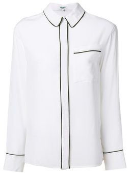 Kenzo White Blouse with black piping