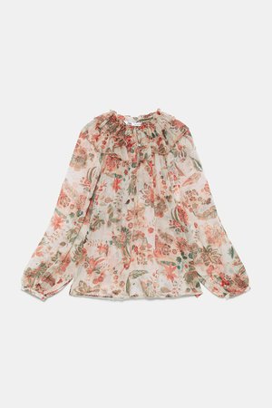 FLORAL PRINT BLOUSE WITH RUFFLE - View All-SHIRTS | BLOUSES-WOMAN | ZARA United States