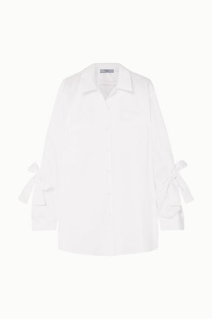 Prada | Bow-embellished cotton-poplin shirt | NET-A-PORTER.COM