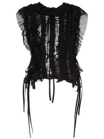 Black Ann Demeulemeester Tiriel Cropped Top | Farfetch.com