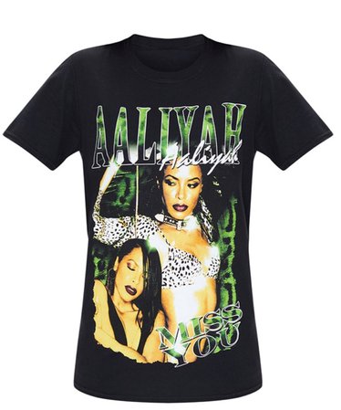 Black Pronted Aaliyah T-shirt
