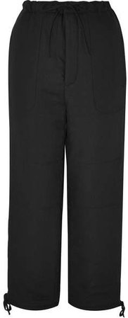 Linen Straight-leg Pants - Black