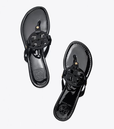 Womens Tory Burch Shoes - Miller Sandal, Patent Leather Black - Grupo Lumbre