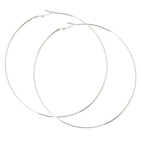 120MM Silver-tone Skinny Hoop Earrings | Claire's US