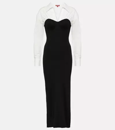 Hazel Wool Blend Midi Dress in Black - Staud | Mytheresa