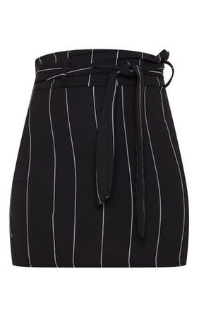 Black Pinstripe Tie Waist Mini Skirt | Skirts | PrettyLittleThing