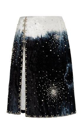 Exclusive Embroidered Velvet Midi Skirt By Des Phemmes | Moda Operandi