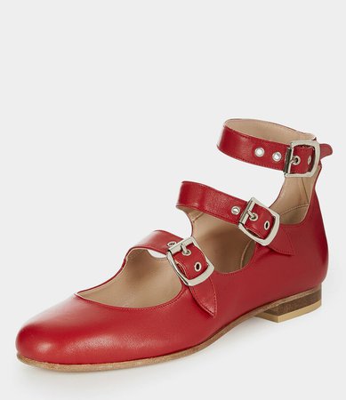 roman three straps red shoes vivienne westwood flats