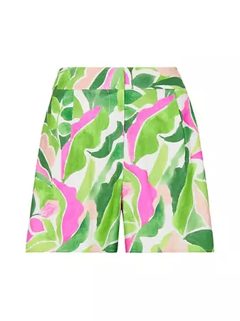 Shop Milly Painted Bloom Linen-Blend Shorts | Saks Fifth Avenue