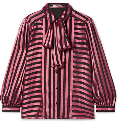 Alice Olivia - Willis Pussy-bow Striped Satin And Chiffon Blouse - Pink