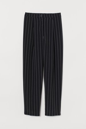 Wide-leg Pants - Black/white striped - | H&M CA