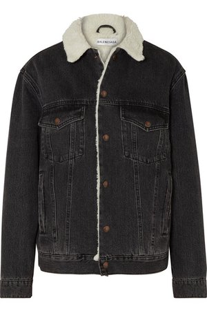 Balenciaga | Faux shearling-trimmed denim jacket | NET-A-PORTER.COM