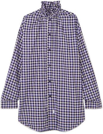 Oversized Checked Cotton-flannel Shirt - Purple