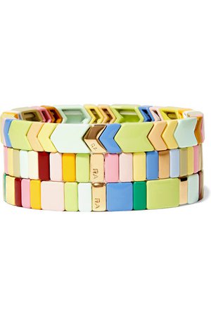 Roxanne Assoulin | Rainbow Lite set of three enamel and gold-tone bracelets | NET-A-PORTER.COM