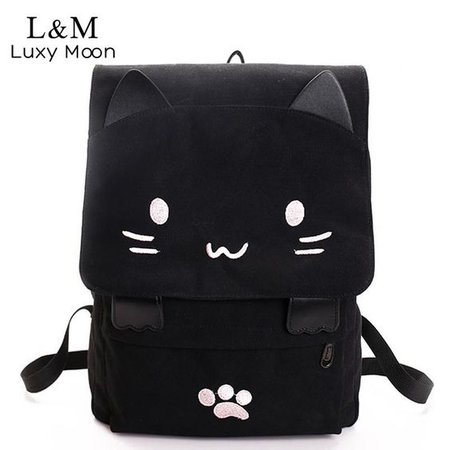 Pinterest - This Cute Cat Backpack Cartoon Embroidery Canvas comes with FREE Shipping! Our Backpacks are made with the finest fabric and attenti | Products