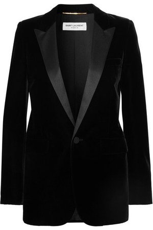 Saint Laurent satin trimmed velvet tuxedo blazer black