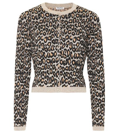 Leopard wool-blend jacquard cardigan
