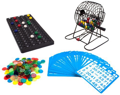 Amazon.com : Deluxe Bingo Set - 6-Inch Metal Cage with Calling Board, 75 Colored Balls, 300 Bingo Chips, & 50 Bingo Cards for Large Group Games by Royal Bingo Supplies : Toys & Games