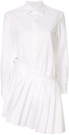 pleated detail button-up shirt