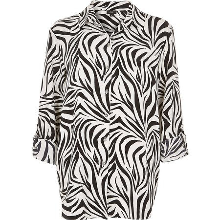 Black zebra print long sleeve shirt - Shirts - Tops - women